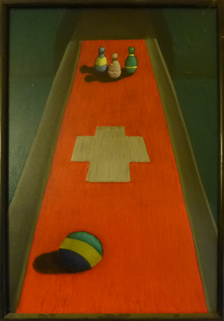 Bowling for Switzerland (1995-1996) oil on canvas 21" x 31"